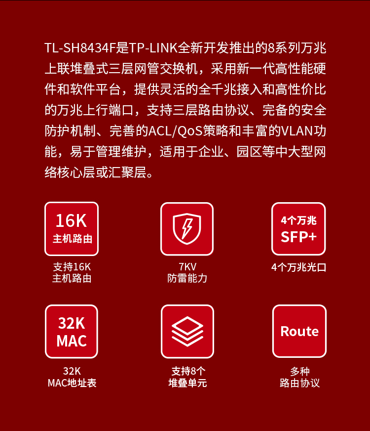 TP-LINK TL-SH8434F 萬(wàn)兆上聯(lián)三層網(wǎng)管交換機(jī)