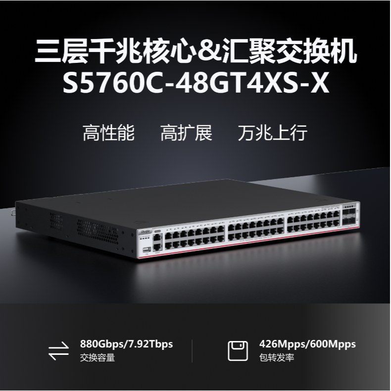 銳捷48口千兆電三層企業(yè)級匯聚網絡交換機