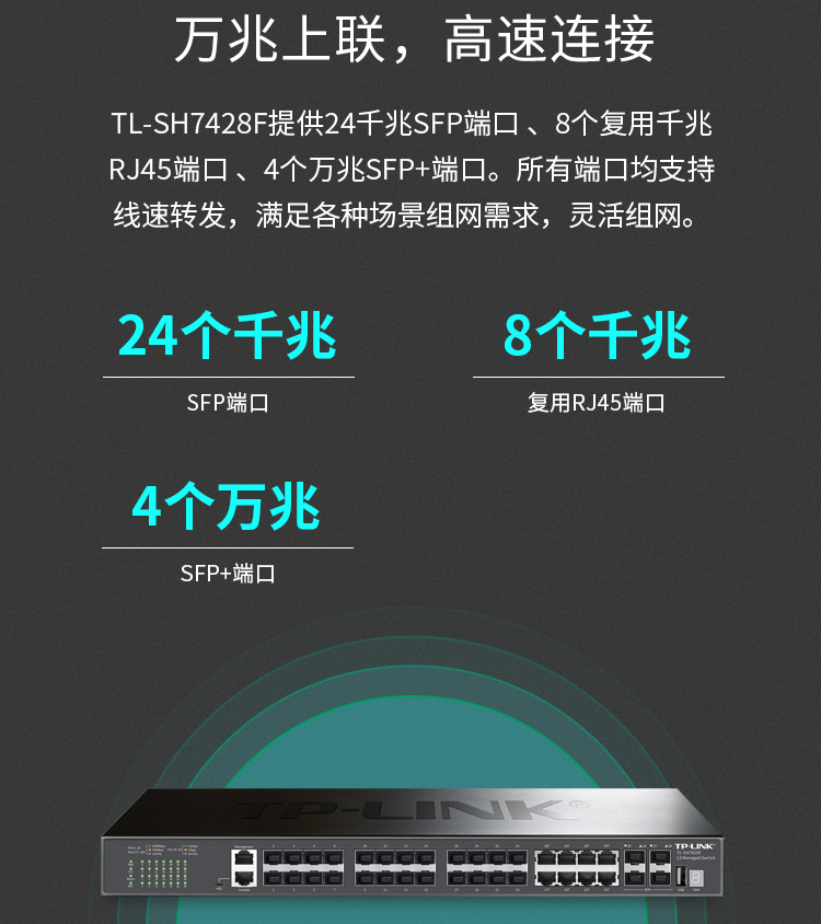 TP-LINK TL-SH7428F萬(wàn)兆上聯(lián)三層網(wǎng)管核心交換機(jī)